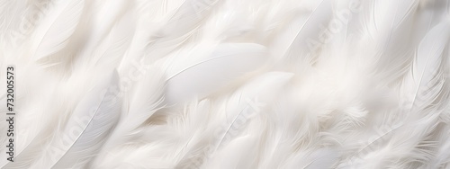 Closeup, white and feathers background for peace, religion and hope. feather for creative banner. Soft touch. Products from feathers photo