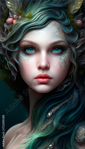 Mermaid, sirene fantasy mythical illustration. AI generative