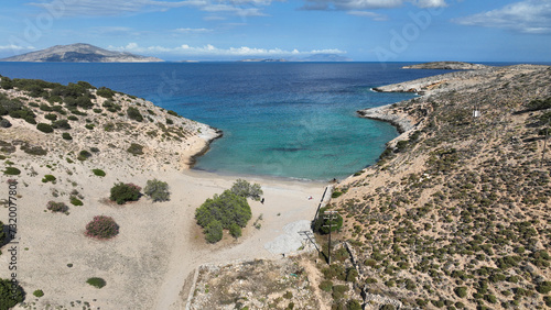 Tableau sur toile Aerial drone photo of paradise secluded beach of Psili Amos in small island of S
