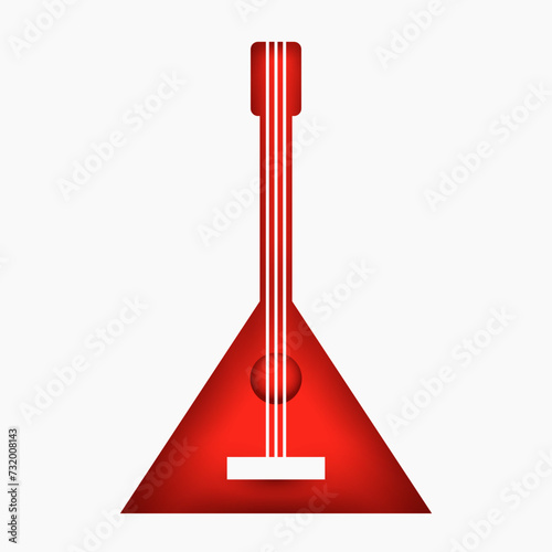Balalaika silhouette isolated on white background. String musical instrument in modern creative paper layer style. Vector minimal illustration.