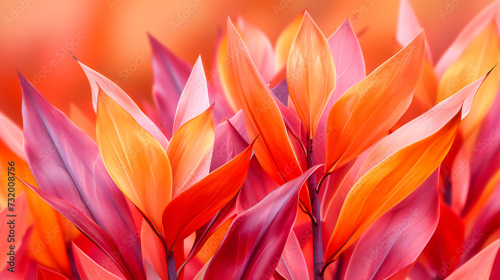 Colorful Tropical Plants and Flowers, Bright and Vibrant Nature Background Colorful Tropical Plants and Flowers, Bright and Vibrant Nature Background