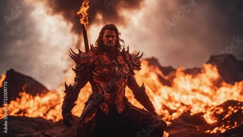 fire in the mountains Fire lord demon rising from magma 