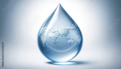 World Map Inside Water Drop. World Water Day, Earth Day,World Day to Combat Desertification and Drought