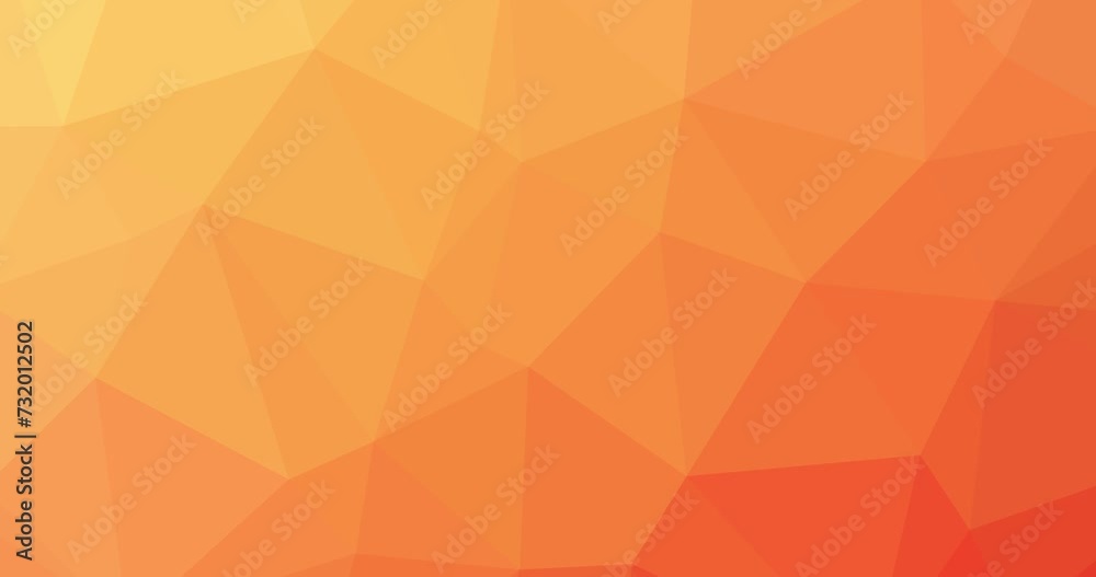 Geometric background with low poly design, orange color and smooth motion. Modern polygon style with triangle shapes as dynamic backdrop, trendy banner or simple template with copyspace for text.
