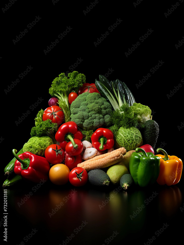 Vegetables isolated on black background wallpaper Vegetables isolated on black background wallpaper