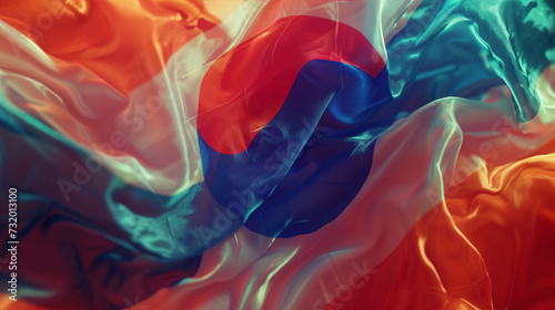South korea for olympic games, elegant wavy flowing silk fabric texture depicting luxury and fluidity.