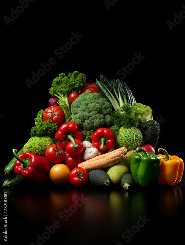 Vegetables isolated on black background wallpaper 