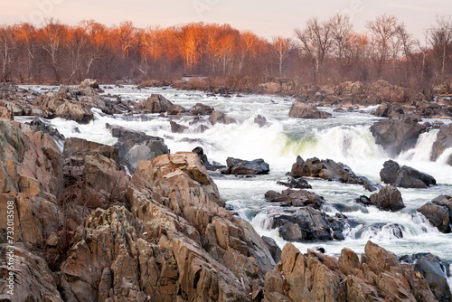 Whitewater rapids on the Potomac River at Great Falls Park, VA