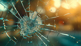 Broken glass in front of a blurred background
