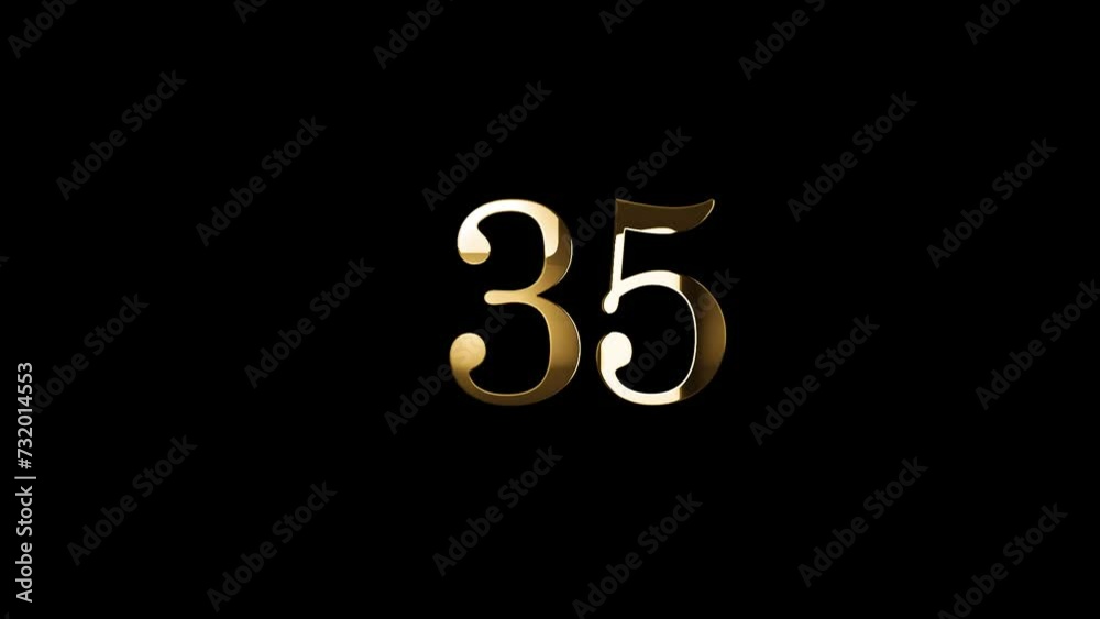 Golden number 35 with gold particles, alpha channel, golden numerology, golden number thirty five Golden number 35 with gold particles, alpha channel, golden numerology, golden number thirty five