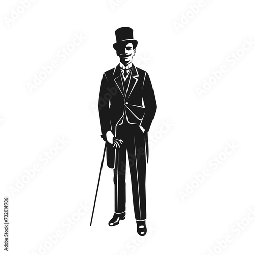 A gentleman stands with a cane.