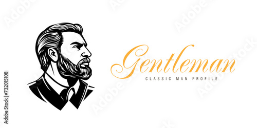 Gentleman's emblem illustration on white background.