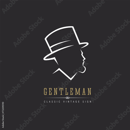 Gentleman's emblem on black background.