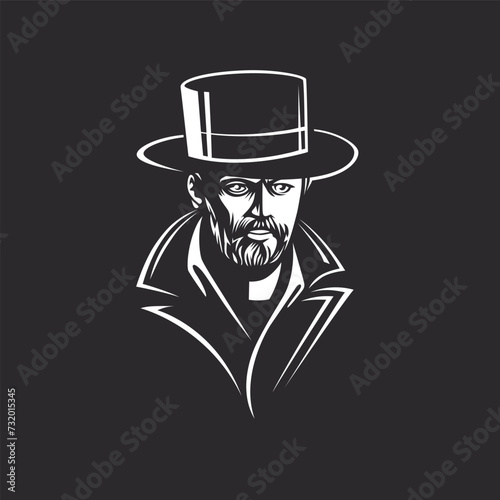 Illustration of man on black background.