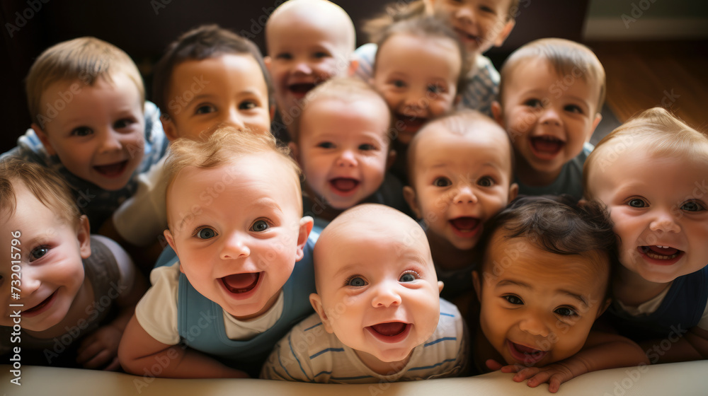 Background Illustration of babies, smiling 