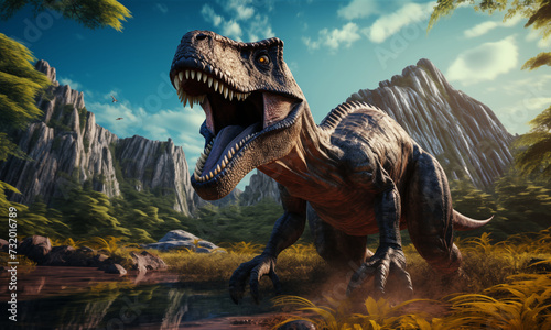 The extinct world of dinosaurs  illustration generative AI 