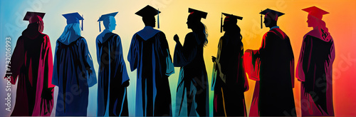 Graduation silhouettes  created with Generative AI technology