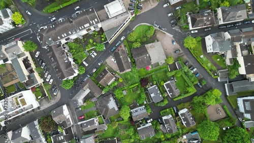 Aerial view over residential buildings in a neighborhood photo
