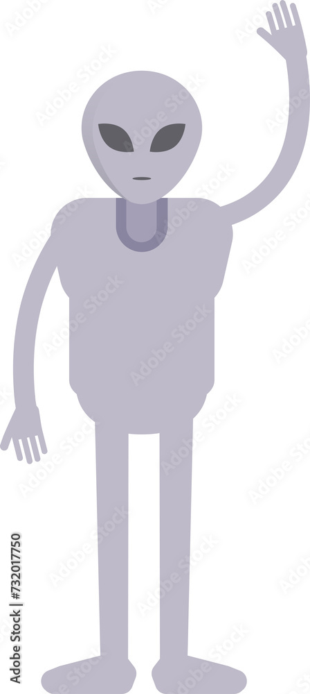 Fototapeta premium Alien Character Raising Hand Illustration 