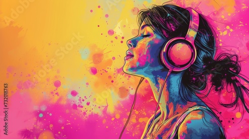 Woman in headphones listening music and enjoing --ar 16:9 --v 6 Job ID: 1b176c6b-5a45-4ec8-83e0-8697c520239e