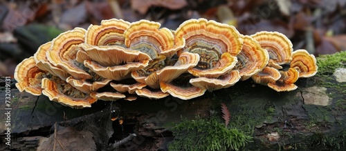 Tiger's eye fungus, Coltricia perennis thriving in its habitat. photo