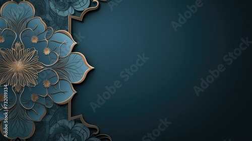 Luxury ramadan background with blueish arabesque pattern arabic islamic east style.