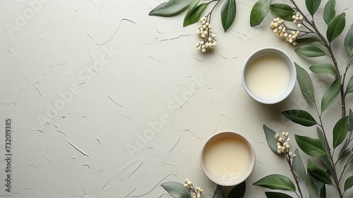Boho chic botanical rustic flatlay for your product mockup scene creator, text background, copy space. Calm and serene.
