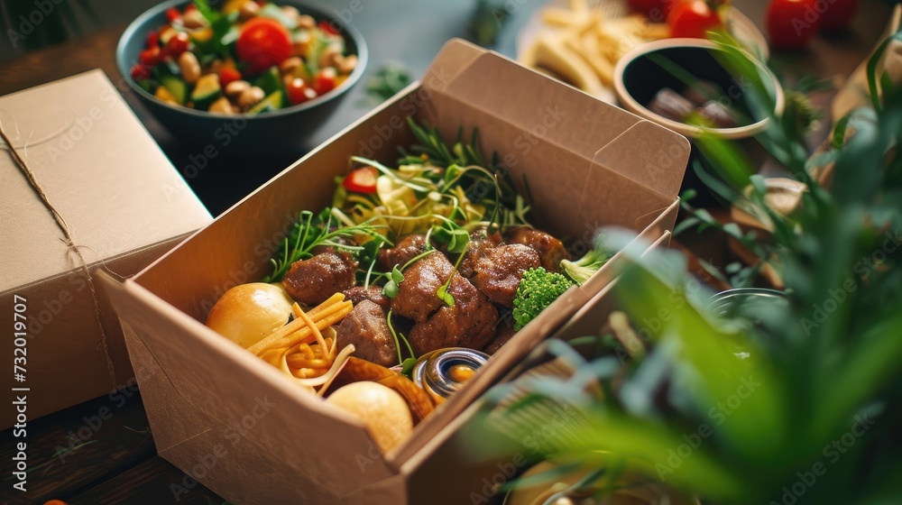 Eco-friendly street food: Kraft paper packaging Eco-friendly street food: Kraft paper packaging
