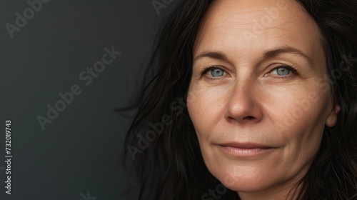 Close up Beautiful gorgeous mid aged woman. Portrait of mature old lady. Menopause. Healthy face skin care, skincare cosmetics.