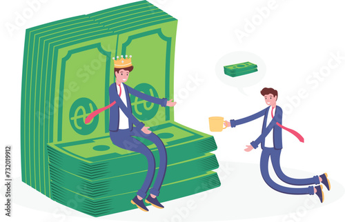 Businessman begging rich arab man, illustration vector cartoon
