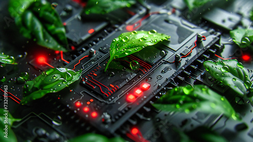 Detailed View of Computer Technology: Processor Chip on a Circuit Board, Highlighting the Intricacies of Digital Hardware