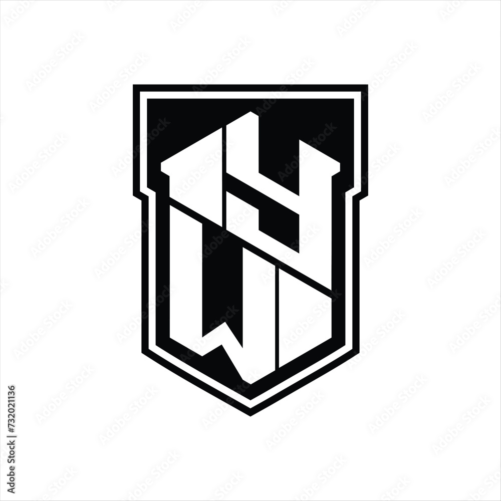 YW Logo monogram hexagon geometric up and down inside shield isolated style design template