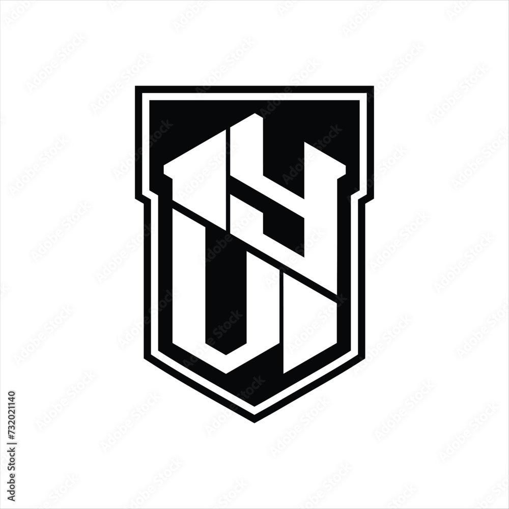 YV Logo monogram hexagon geometric up and down inside shield isolated style design template YV Logo monogram hexagon geometric up and down inside shield isolated style design template
