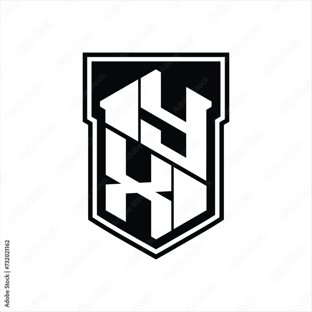 YX Logo monogram hexagon geometric up and down inside shield isolated style design template YX Logo monogram hexagon geometric up and down inside shield isolated style design template