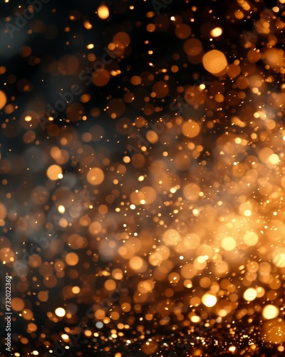 closeup blurry background gold black particles air bar bathed glow flares fairy firelight glittering skin pyro copper