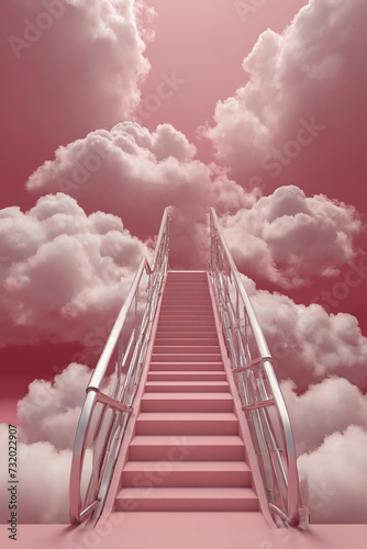 Conceptual image of a stairway leading up to the sky