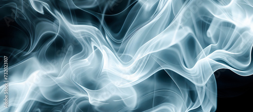 White Smoke In Motion Banner background abstract wallpaper, Milky Fog on a dark, Flowing Vape Smoke Wide Panorama