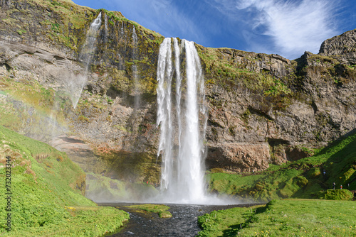 The waterfall Seljalandsfoss, famous landmark in southern Iceland