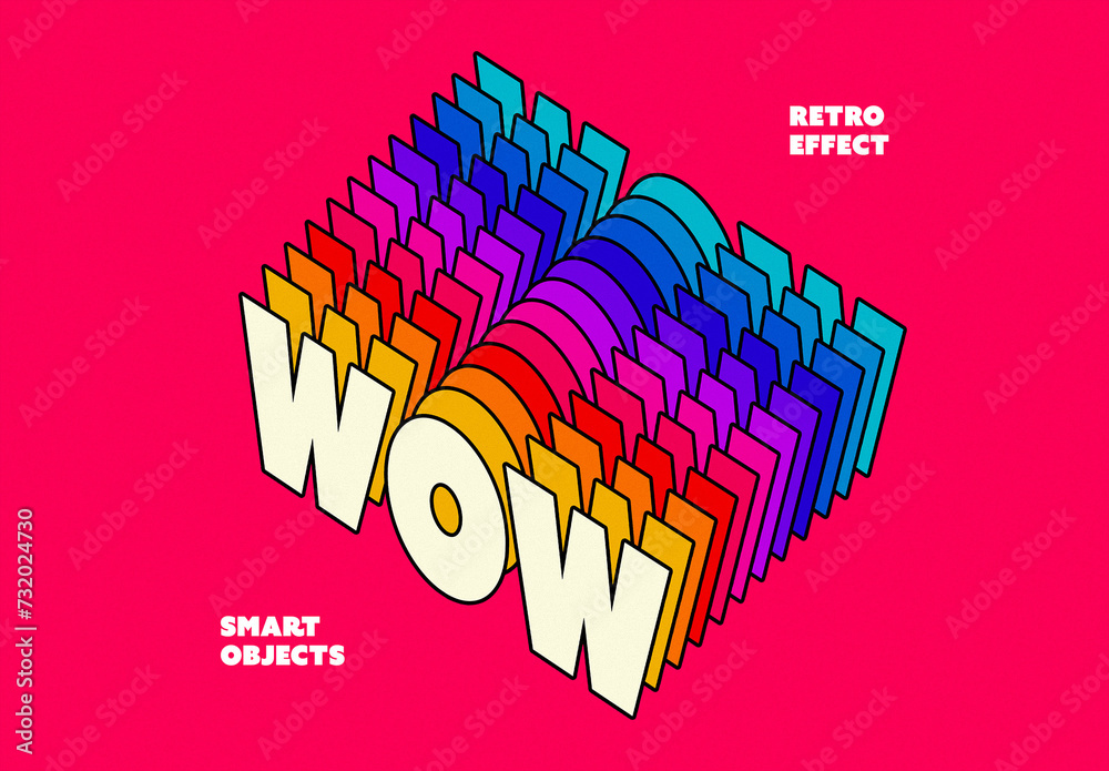 Retro Motion Rainbow Text Effect Mockup Stock Template | Adobe Stock