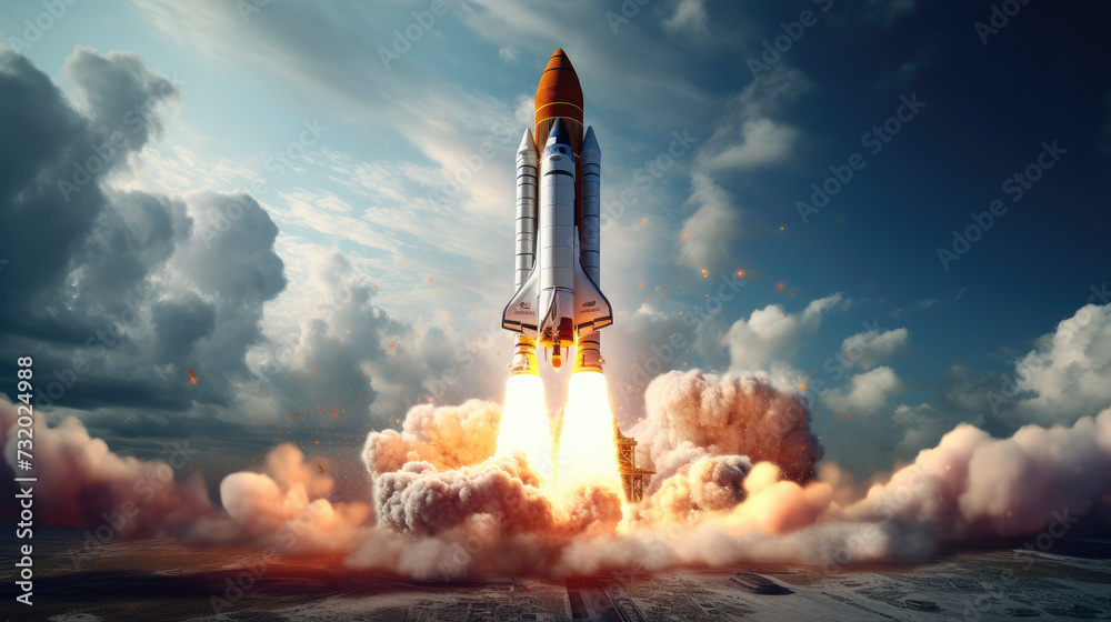 Space Shuttle Launch, Excited, Thrilling, Cosmic Exploration, Inspirational