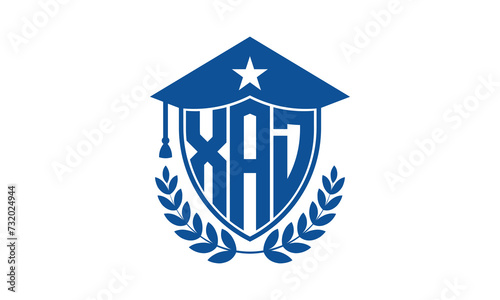 XAD three letter iconic academic logo design vector template. monogram, abstract, school, college, university, graduation cap symbol logo, shield, model, institute, educational, coaching canter, tech photo