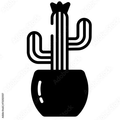 Cactus glyph and line vector illustration
