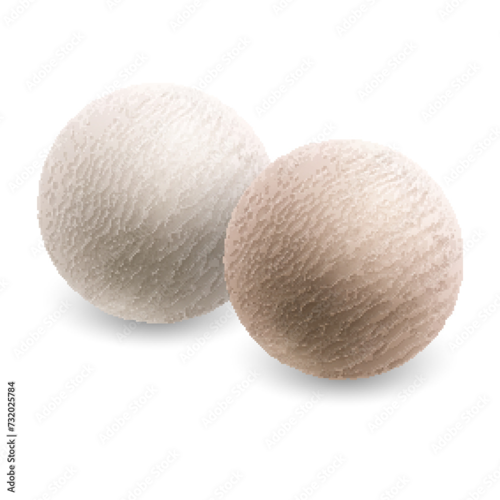Two scoops of cold sweet ice cream or gelato in assortment isolated on white background Two scoops of cold sweet ice cream or gelato in assortment isolated on white background