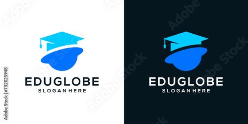 College, Graduation cap, Campus, Education logo design template with globe graphic design vector. Symbol, icon, creative. photo
