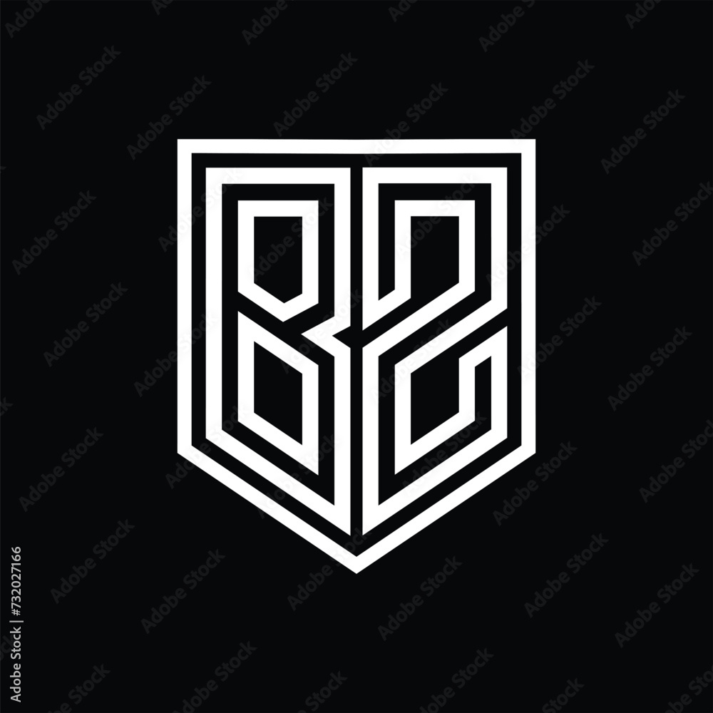 BZ Letter Logo monogram shield geometric line inside shield isolated style design BZ Letter Logo monogram shield geometric line inside shield isolated style design