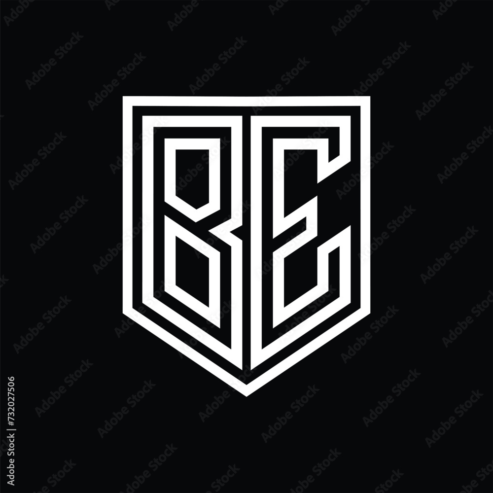 BE Letter Logo monogram shield geometric line inside shield isolated style design BE Letter Logo monogram shield geometric line inside shield isolated style design