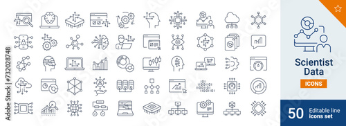 Scientist icons Pixel perfect. Network, system, server, ....