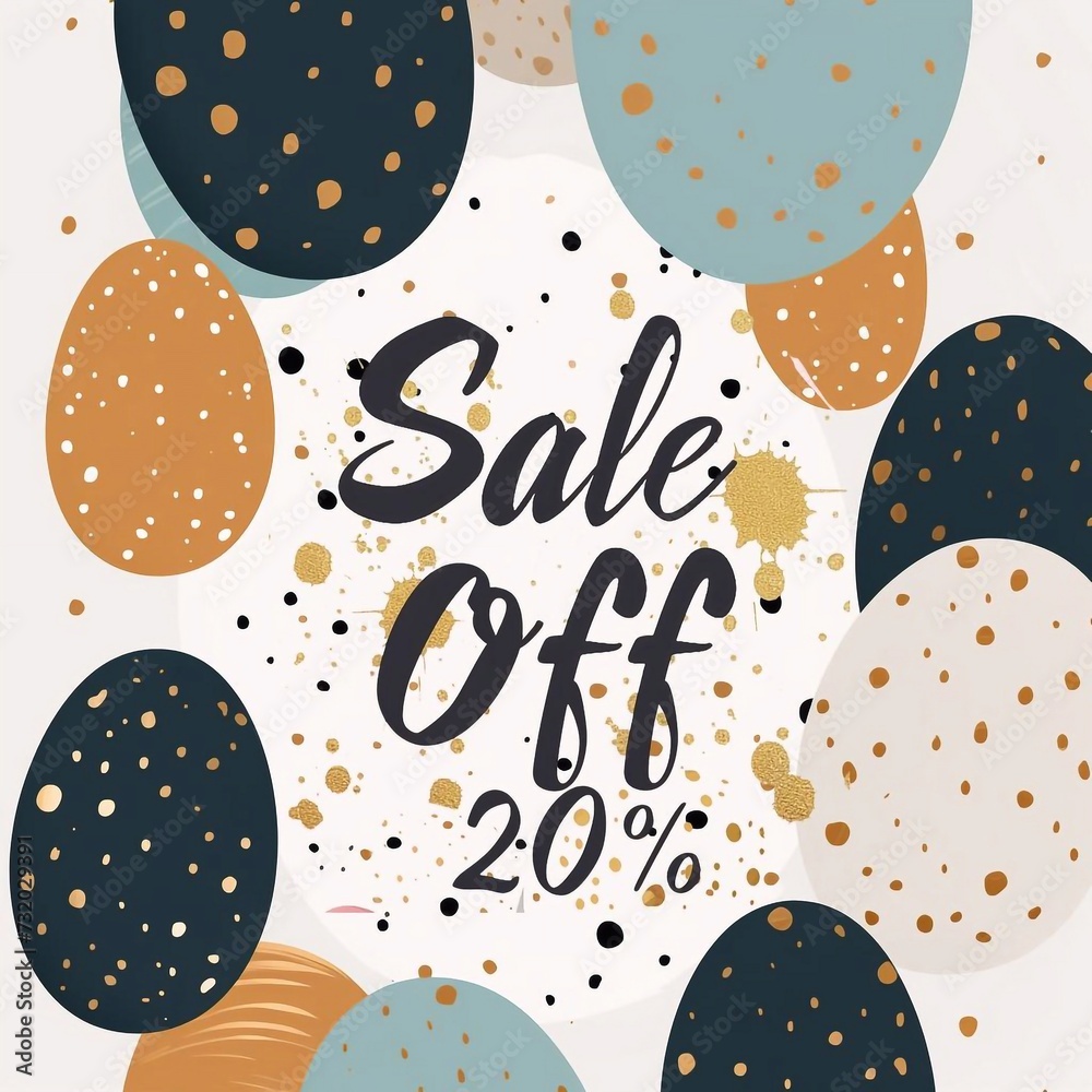 Happy Easter Sale banner. Sale Off 20% stylish typography with eggs accents in pastel colors Happy Easter Sale banner. Sale Off 20% stylish typography with eggs accents in pastel colors