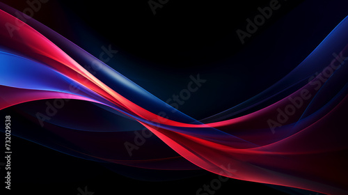 A vibrant waves of blue, red, and purple gracefully intertwining against dark background, smooth gradients and elegant curves create sense of movement, perfect for backdrops, wallpapers, or any design © avitali
