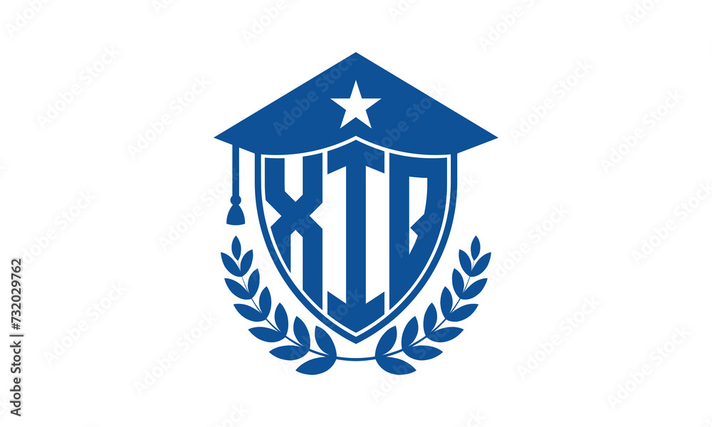 XIQ three letter iconic academic logo design vector template. monogram, abstract, school, college, university, graduation cap symbol logo, shield, model, institute, educational, coaching canter, tech XIQ three letter iconic academic logo design vector template. monogram, abstract, school, college, university, graduation cap symbol logo, shield, model, institute, educational, coaching canter, tech